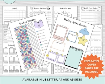 2026 - 2027 Reading Journal: Book Tracker, Reading Log, Challenges (PDF)