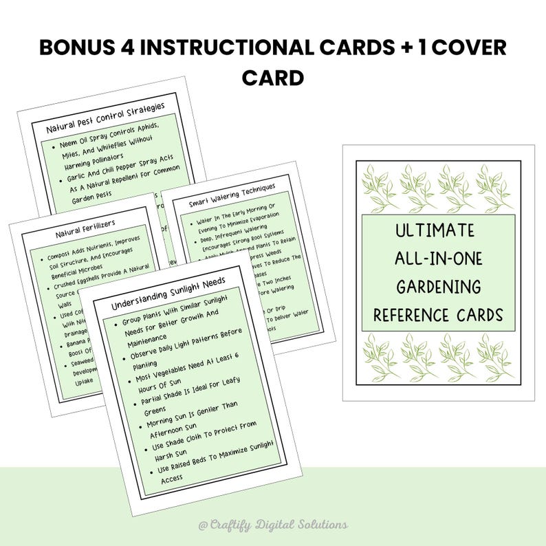 Printable Gardening Flashcards Featuring 150+ Plants With Companion Planting, Spacing, Pests, Watering, Sunlight, And USDA Zone Info — 4 Cards Per US Letter Page