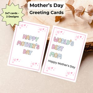 Mother’s Day Greeting Card Printable – 2 Designs – 5x7 Foldable Card – Instant Download – US Letter – DIY Card for Mom