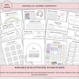 Kit di avvio per Bullet Journal 2025 - Bullet Journal preimpostato per principianti o per chi desidera un diario elegante / tracker, planner e pagine creative