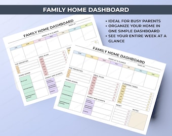 Family Home Dashboard Planner | Weekly Fridge Organizer (Digital Download)