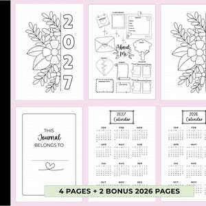 140-Page 2026 A5 Bullet Journal Insert Set Printed On 170 GSM Thick Paper. Pre-Punched For A5 Binders. Includes Yearly Trackers, Monthly Pages, Fun Pages, Reading Logs, And Blank Sheets. Ships Within USA.