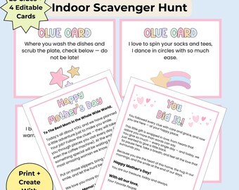 Mother's Day Scavenger Hunt: Printable Clue Cards (Digital Download)