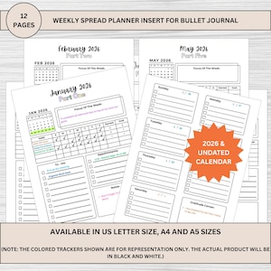 2026 Weekly Planner Insert: Track Goals, Habits, Tasks (Digital Download)