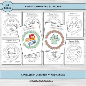 Maandelijkse Bullet Journal-trackers, ongedateerd, doodles (digitale download)