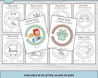 Bullet Journal Trackers, Undated, 40 Monthly Trackers BUJO with Doodles to color and track goal each month, Bullet Journal 2025