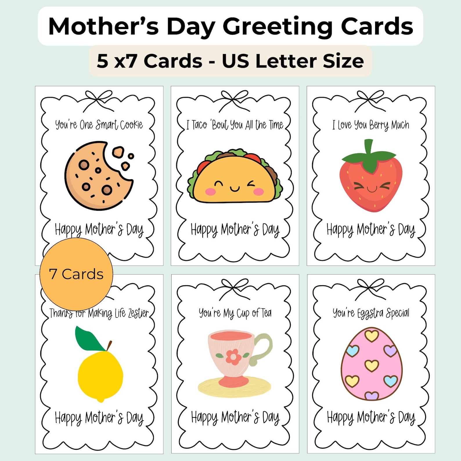 Mother’s Day Pun Greeting Card Bundle | 7 Cute and Funny Printable ...