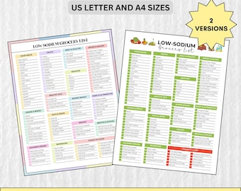 Low-Sodium Grocery List: Printable Meal Planner (A4 & US Letter)