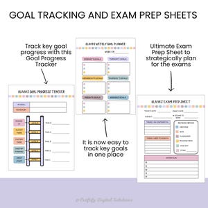 Personalized Kids School Planner with daily routine, homework tracker, chore chart, and goal-setting pages; Canva editable and printable in US Letter size.