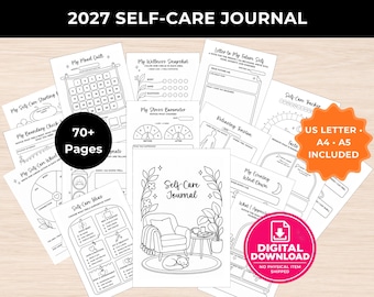 2027 Self-Care Journal Printable, Wellness Planner, Habit Tracker (Digital Download)