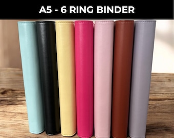 A5 PU Leather Binder | 6-Ring Refillable Journal Cover, Minimalist Organizer