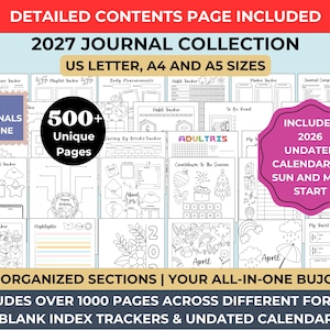 2027 Journal Collection Bundle: Habit, Mood & Reading Trackers (Digital Download)