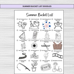 Bullet Journal 2025 Seasonal Bucket List Printables with Doodles for Spring, Summer, Fall, and Winter in A4, A5, and US Letter Sizes