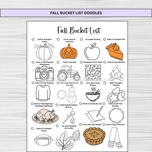 Bullet Journal 2025 Seasonal Bucket List Printables with Doodles for Spring, Summer, Fall, and Winter in A4, A5, and US Letter Sizes