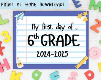 First Day of School Printable Sign, First Day of First Grade Printable ...