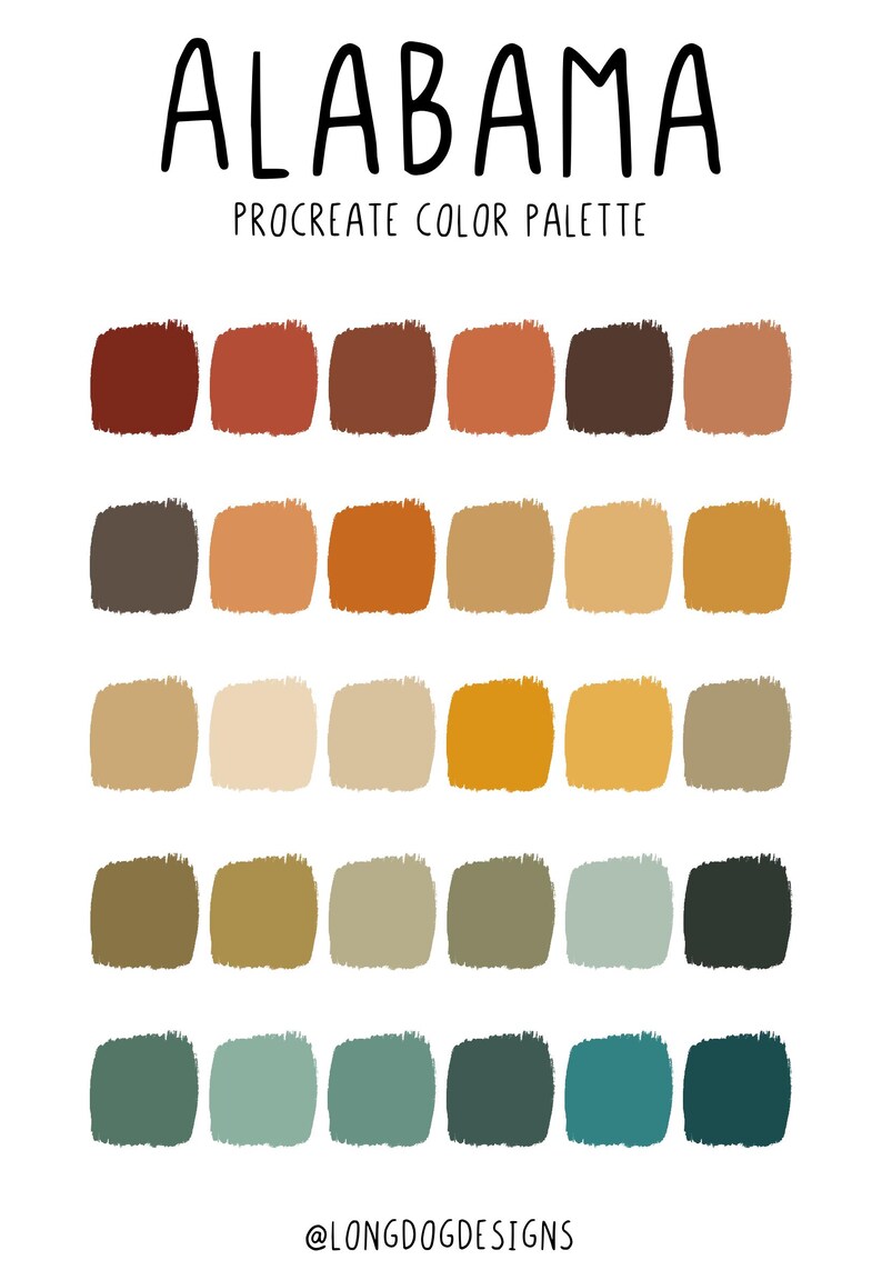 Procreate Color Palette - 50 States - Alabama - Etsy
