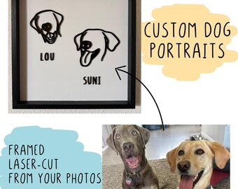 Custom Dog Portrait Shadow Box | Personalized Acrylic Pet Sign | 12x12 Framed Keepsake Gift