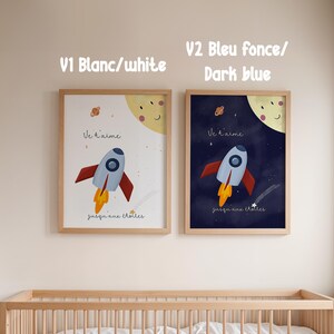 A5/A4/A3 Weltraumraketen-Plakat, Wanddekoration bis zu den Sternen, Kinderzimmer-Dekoration, Kinderillustration