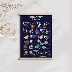 Poster con alfabeto spaziale in formato A4/A3, decorazione da parete, decorazione per cameretta, illustrazione per bambini