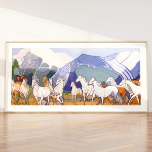WILD HORSES (Giclée Print of Original Gouache + Watercolor Painting)