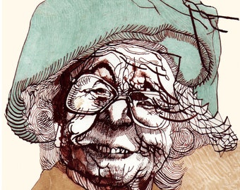 Wise Elders Series 1 - FRANCES (Giclée Print of Original Gouache + Ink + Colored Pencil Painting)