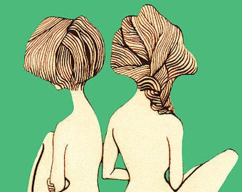 NUDIE GALS (Giclée Print of Original Gouache and Ink Painting)