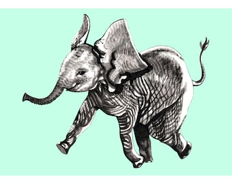 ELEPHANT! (Giclée Print of Original Gouache + Ink Painting)
