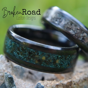 Custom "Broken Road" Wedding Ring - Handmade Asphalt Jewelry