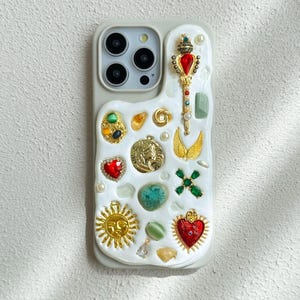 a phone case with a bunch of different things on it