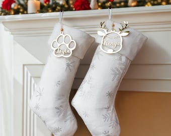Custom Name Tag Christmas Stockings Holiday Decor Gift Family Stocking Set