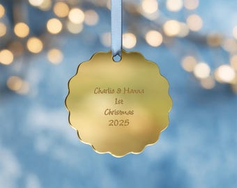 Personalized Family Name Christmas Ornament, Gold Acrylic Holiday Keepsake