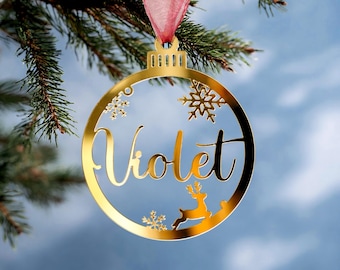 Personalized Name Christmas 2026 Ornament, Custom Golden Acrylic Decor