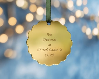 Personalized Gold Mirrored Acrylic Family Christmas Ornament 2026