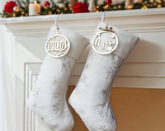 2026 Custom Name Tag Christmas Stockings Holiday Decor Gift Family Stocking Set