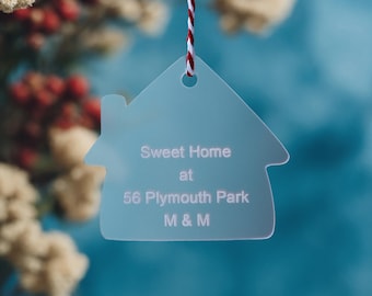New Home Ornament - Personalized Iridescent Acrylic House Christmas Keepsake with Glow