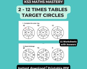 Times Tables Target Circles, 2x -12x (Printable PDF)
