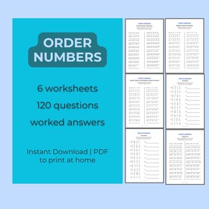 Order Numbers Math Worksheets: KS3 KS4, GCSE Prep (Printable Digital Download)