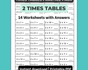 2 Times Tables Practice Pack: (14 Worksheets, 810 Questions)