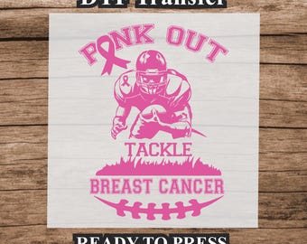 Football Cancer Design. Ready to press, Heat Transfer, Gift for her, Cancer Shirt, DTF Transfer. Breast cancer awareness.  Cancer transfer