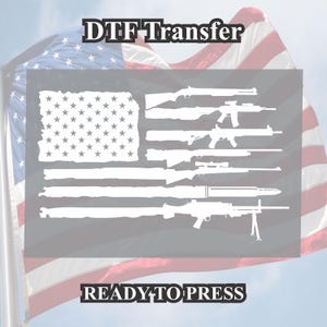 USA Flag AR 15 gun rifle Patriotic Design DTF. Ready to press, Heat Transfer, Gift for her, Gift For Him, 2nd Amendment Gift.