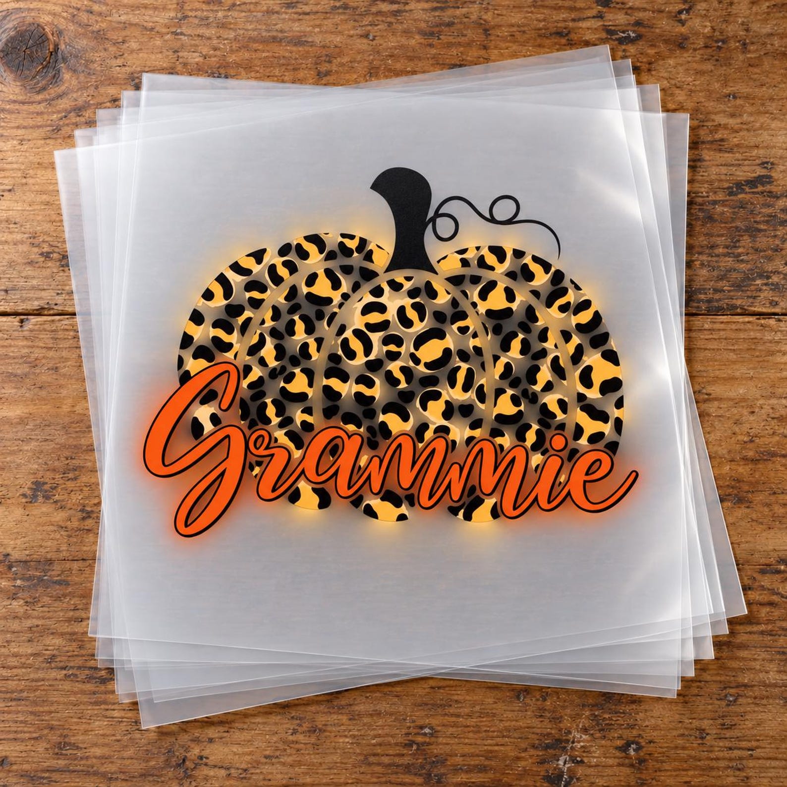 Grammie Leopard Pumpkin DTF Transfer, Orange Script Fall Design - Etsy