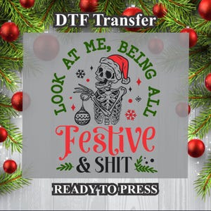 Dead Inside Winter Christmas Design DTF. Ready to press, Heat Transfer, Gift for her, Christmas Shirt, Christmas Gift, Humor Shirt