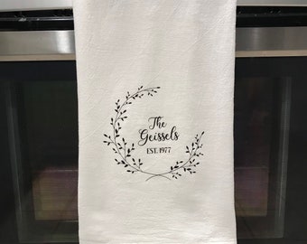 Custom Tea Towel | Personalized Tea Towel | Last Name Tea Towel | Dish Towel | Wedding Gift | Kitchen Towel