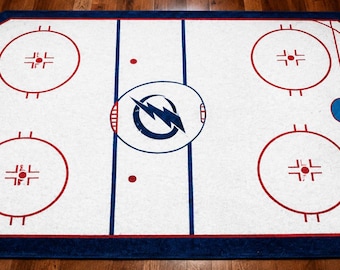 Handgetufteter Hockeyteppich aus Wollmischung, weicher Sportteppich für Spielzimmer