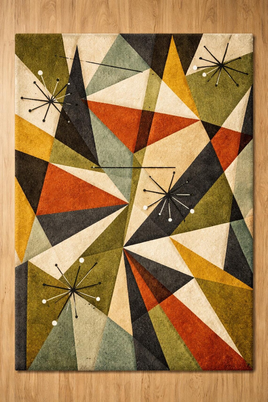 Atomic Fallout Rug Hand-tufted Wool Area Rug: Retro Geometric Atomic Starburst Design - Etsy