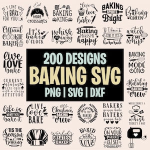 Paquete de diseños SVG de repostería, frases de cocina, pasteles, galletas, SVG de panadería, paquete de imágenes prediseñadas de comida, ilustraciones de panadería, dibujos de repostería, digital