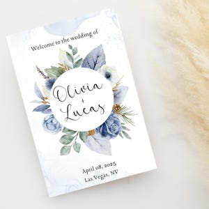 Dusty Blue Wedding | Blue Floral Wedding Program | Silver Dusty Blue | Dusty Blue Wedding Reception | Wedding Program | Something Blue