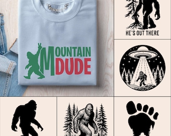 Bigfoot Svg | Yeti Svg | Bigfoot Print Svg | Mountain Dude Bigfoot Svg | Bigfoot Shirt Svg | Bigfoot and UFO | He's Out There Bigfoot Svg