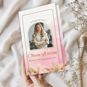 Nachruf Vorlage | Minimales Trauerprogramm | Erinnerungs-Programm | Trauerprogramm | Trauerfeier | Beerdigung Vorlage | Faltbares Programm