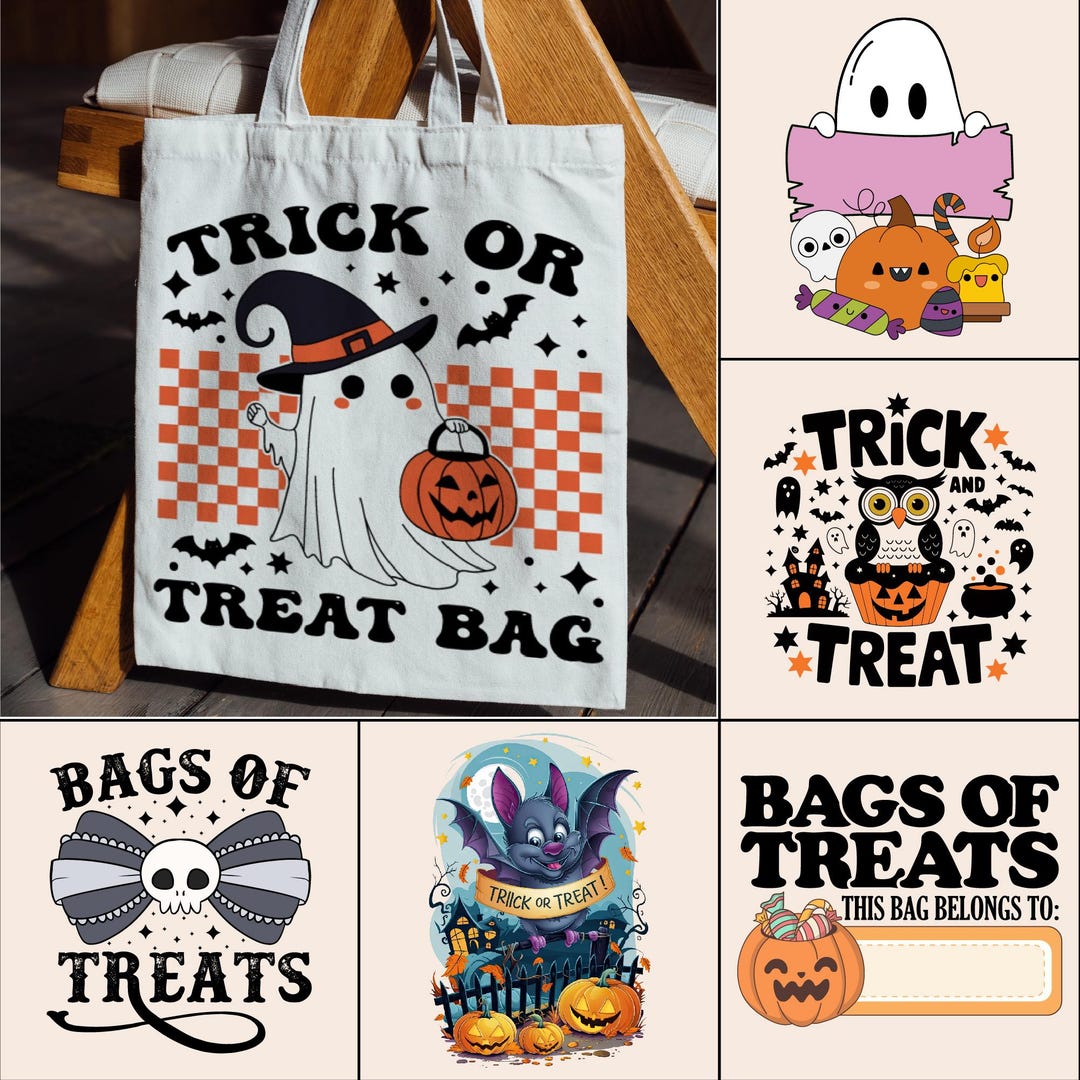 Trick or Treat Bag Svg | Bag of Treats Svg | Halloween Ghost Svg | Kids ...